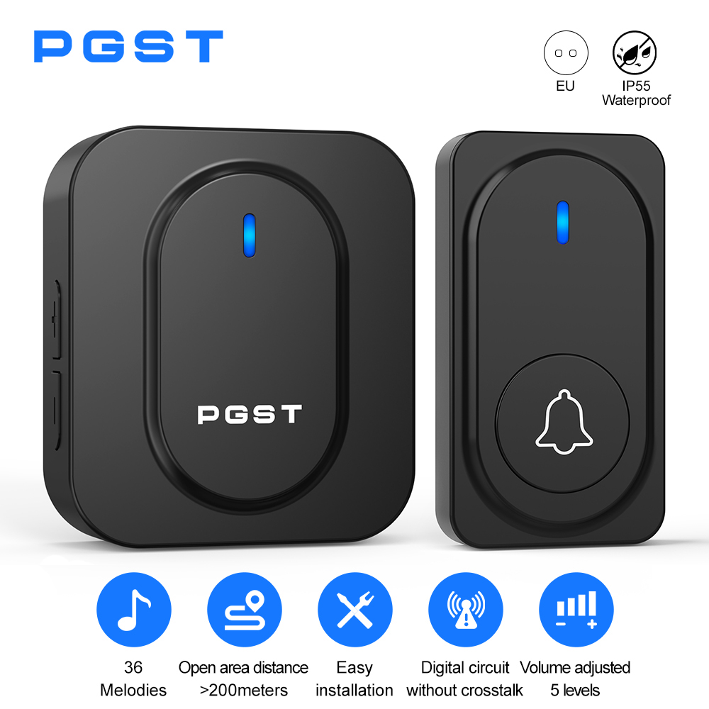 Home Security Installation - Campanello Wireless PGST con 36 Suonerie,