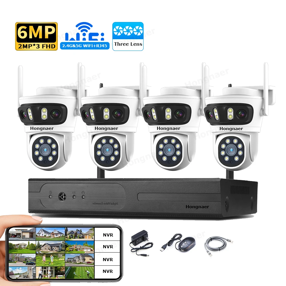 Home Security And Camera System - Kit Sistema di Videosorveglianza Domestica Hongnaer