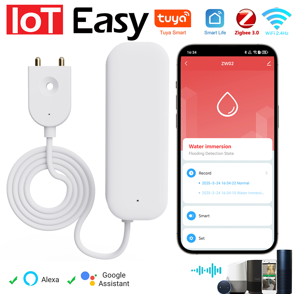Home Security Home Assistant - Tuya WiFi ZigBee Sensore acqua Allarme